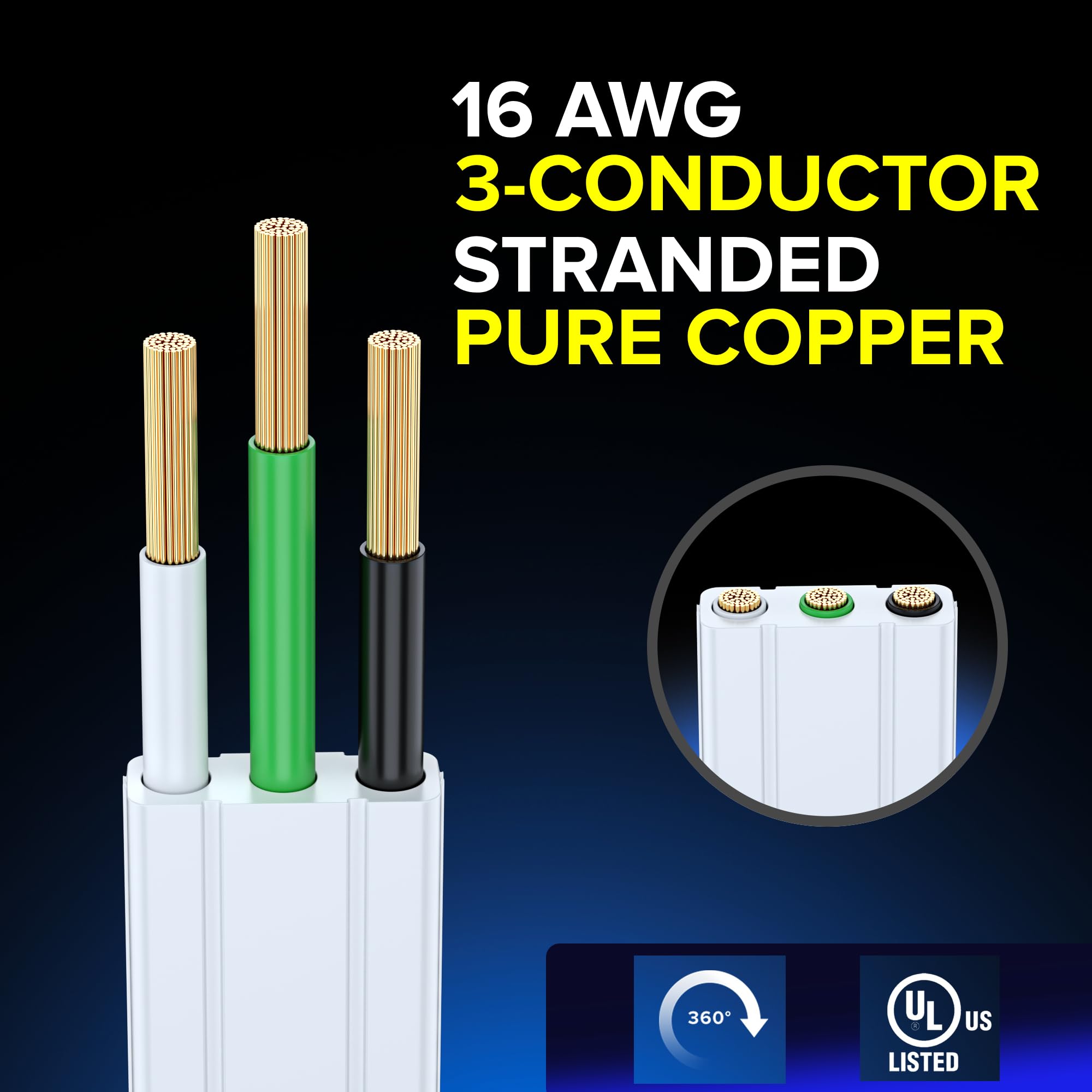 Maximm UL-certified extension cord for everyday home and office use