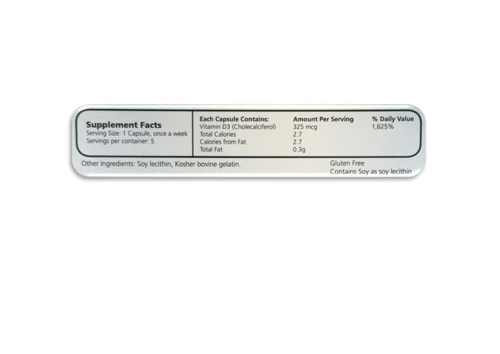 Maximum D3 weekly-dose guidance image shows one capsule per week routine.