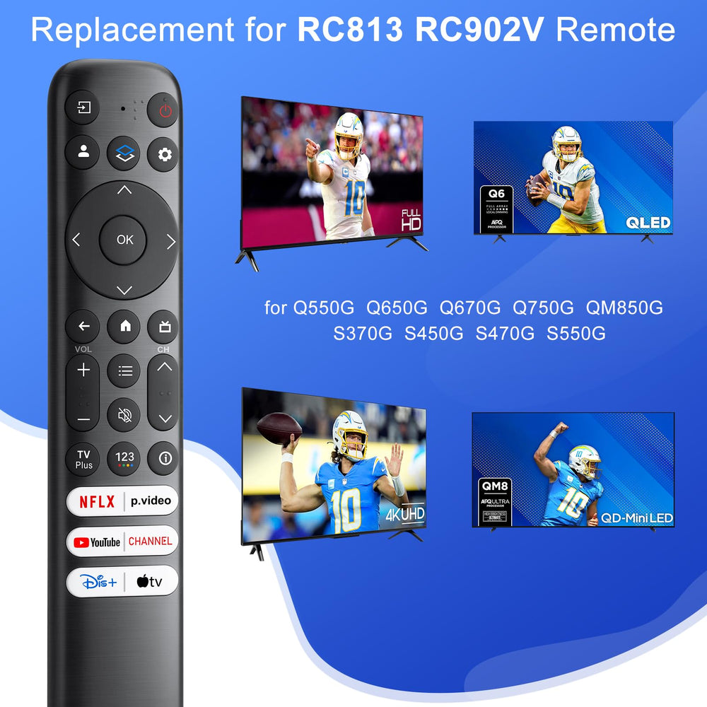 Maxitoc RC813 remote side view highlighting slim ergonomic profile