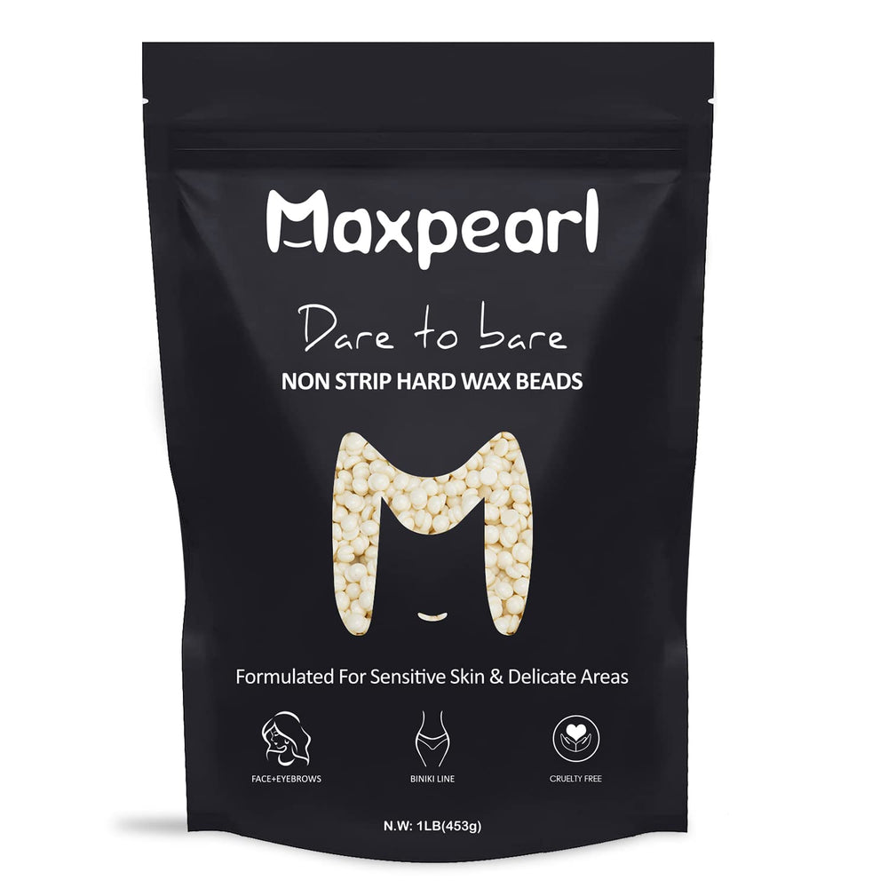 Maxpearl wax beads create a creamy film for gentle facial hair removal.