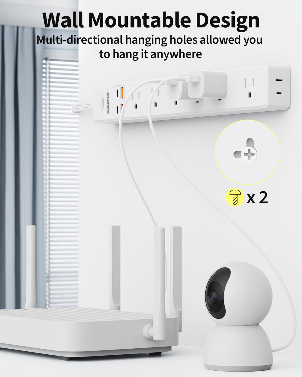 Maxpw USB ports optimize charging for smartphones and tablets