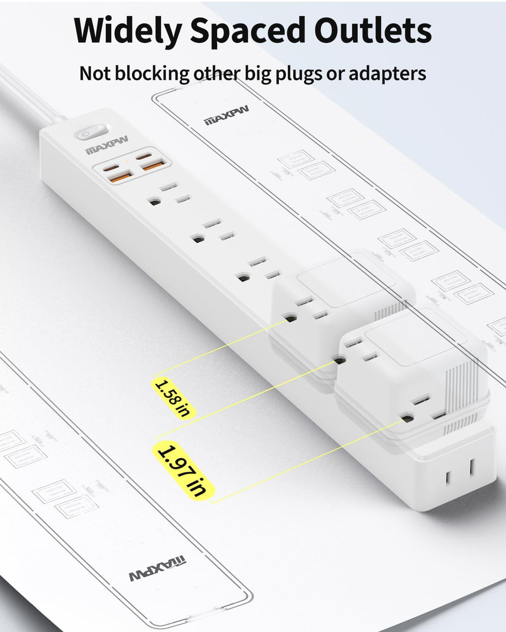 Maxpw ultra thin extension cord hidden under rug for neat space