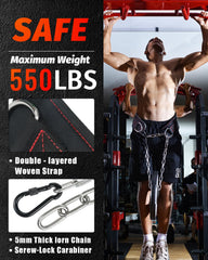 MAXRANK Dip Belt shows locking carabiners for secure weight attachment
