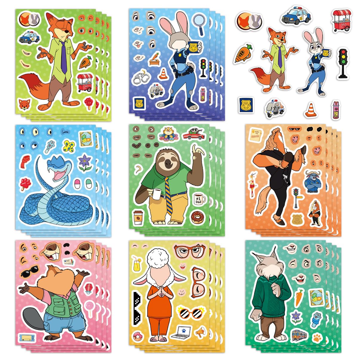 MAXSNOW Zootopia sticker set with eight designs for creative decorating on items