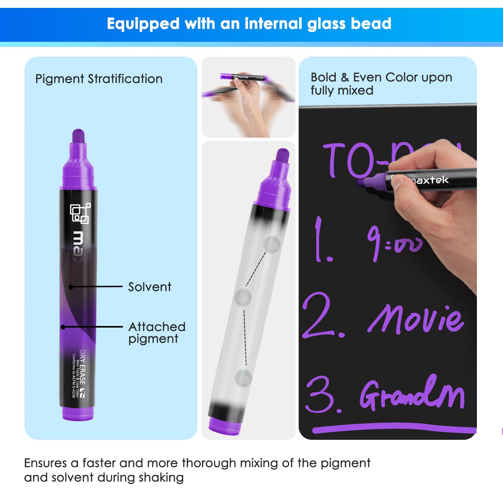 Maxtek marker colors brighten whiteboard writing for quick updates.