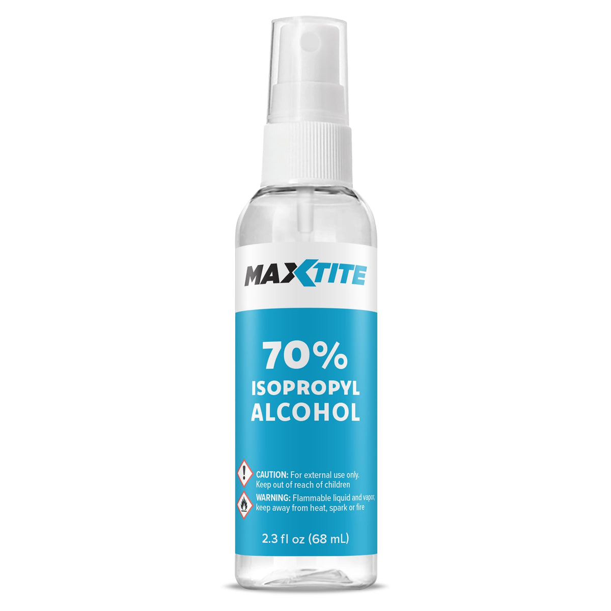 Maxtite 70% IPA bottle with pump spray for quick surface cleaning.