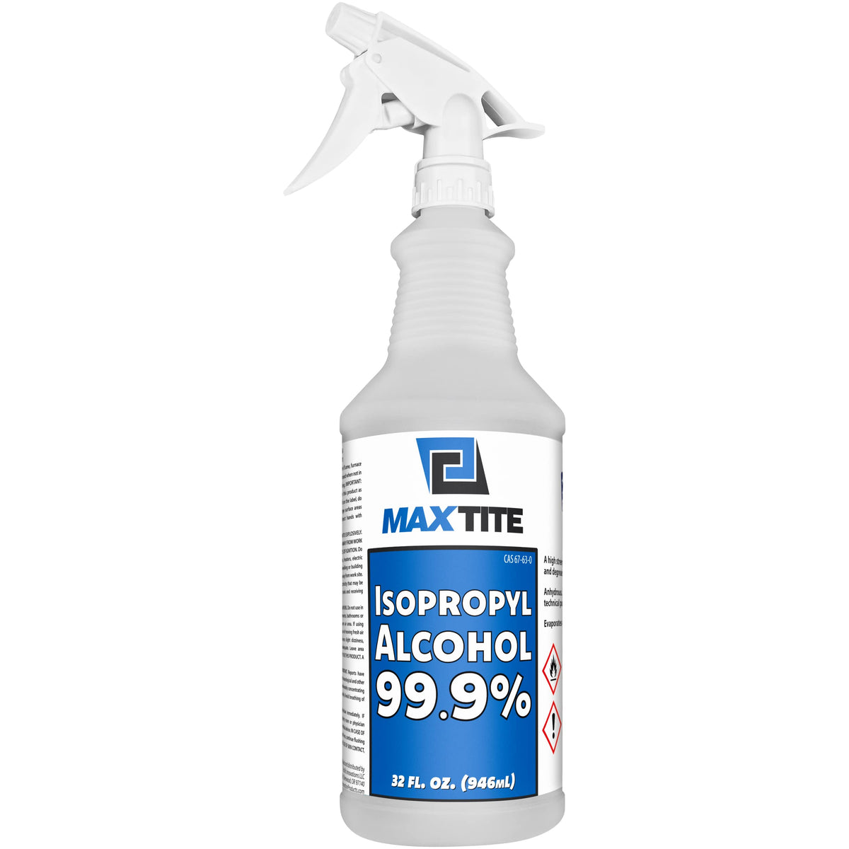 MAXTITE 99.9% isopropyl alcohol bottle pour for precise electronics cleaning.