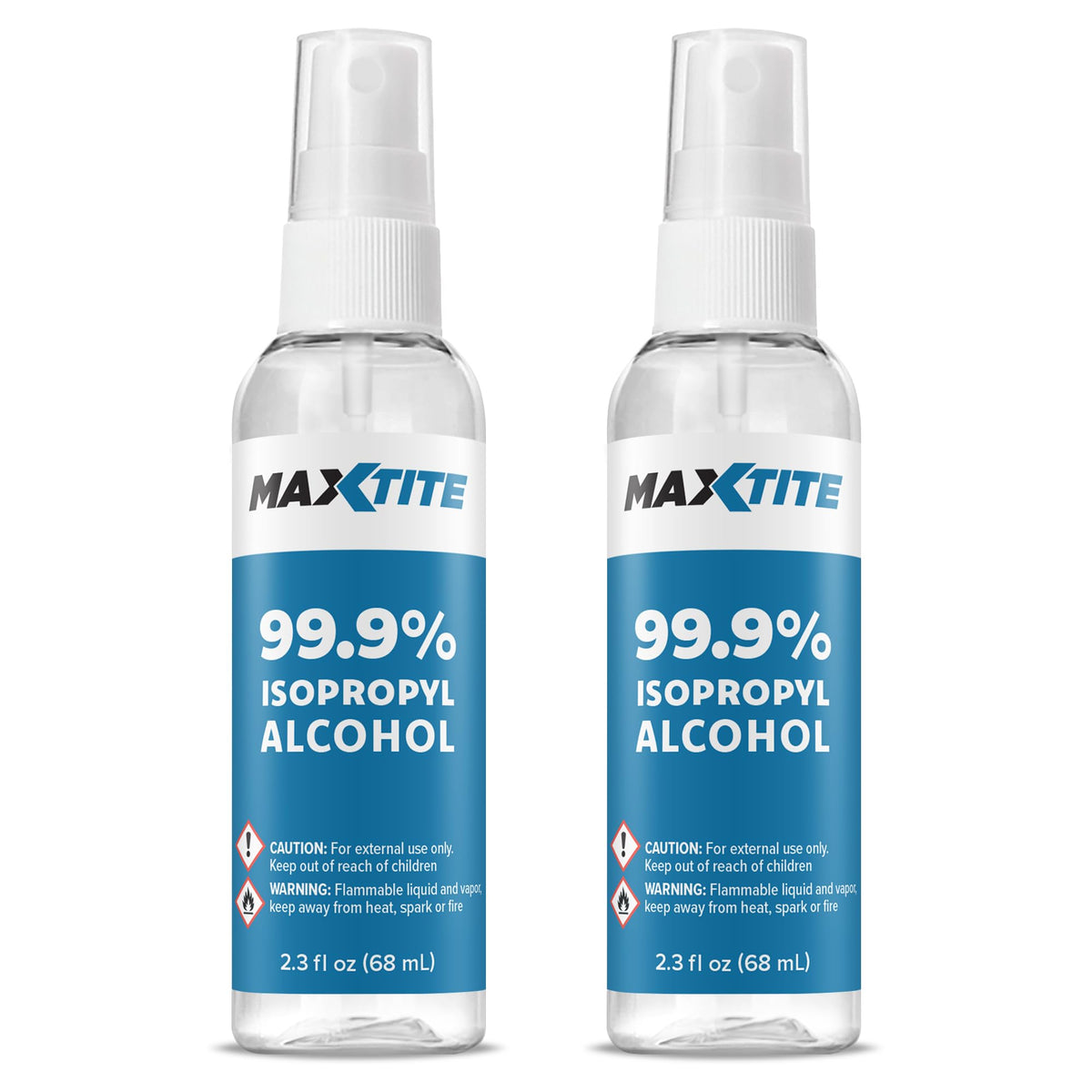 MAXTITE 99.9% IPA bottle with pump spray for electronics cleaning