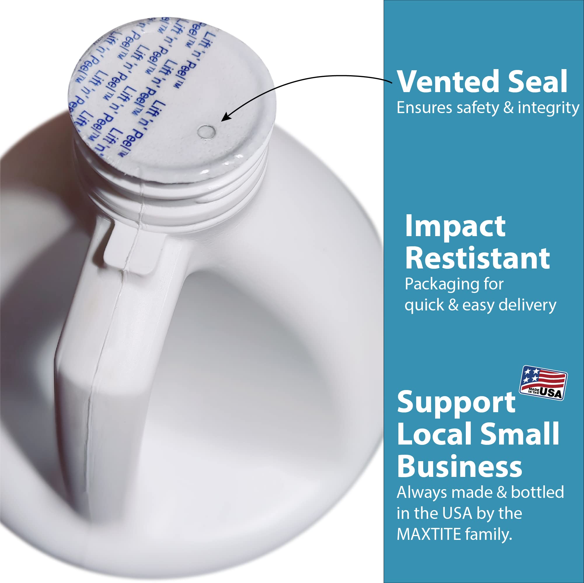 MAXTITE HDPE jug highlighting ecofriendly packaging for reliable cleaning power.