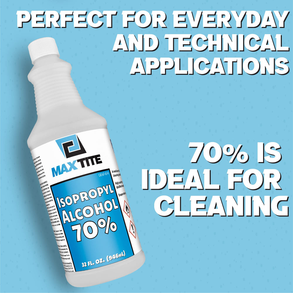 Maxtite Isopropyl Alcohol 70% bottle label shows purity and external-use guidance
