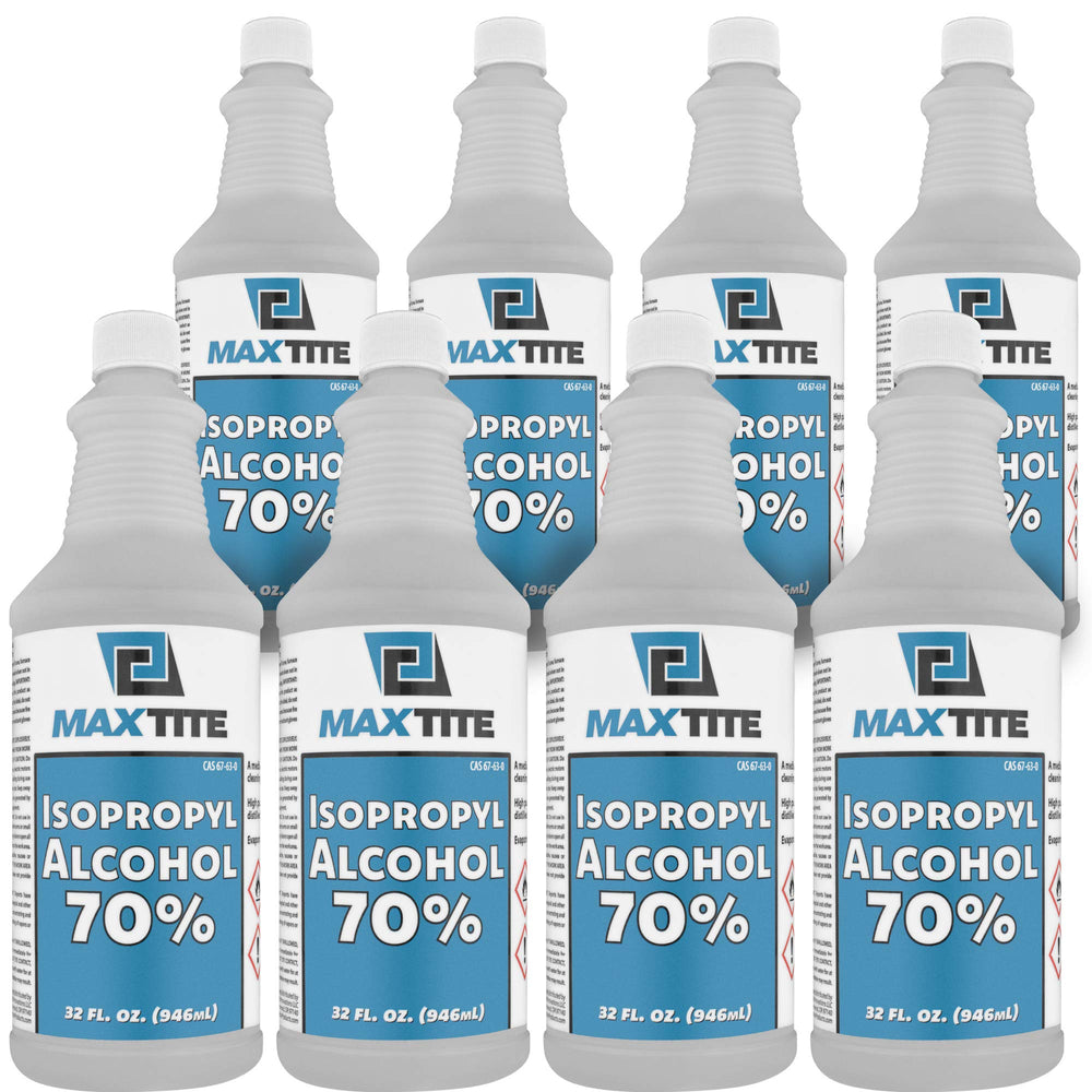 Maxtite Isopropyl Alcohol 70% eight-pack bottles for everyday surface cleaning