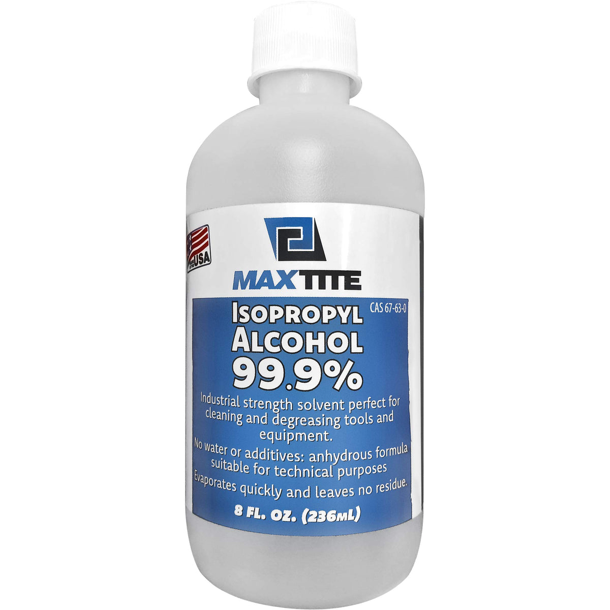MaxTite Isopropyl Alcohol 99.9% bottle ready for quick surface prep and cleaning.