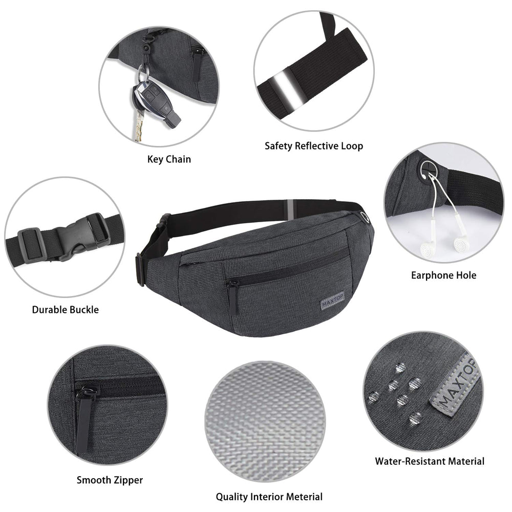 MAXTOP Crossbody Fanny Pack reflective loop visible at night for safety