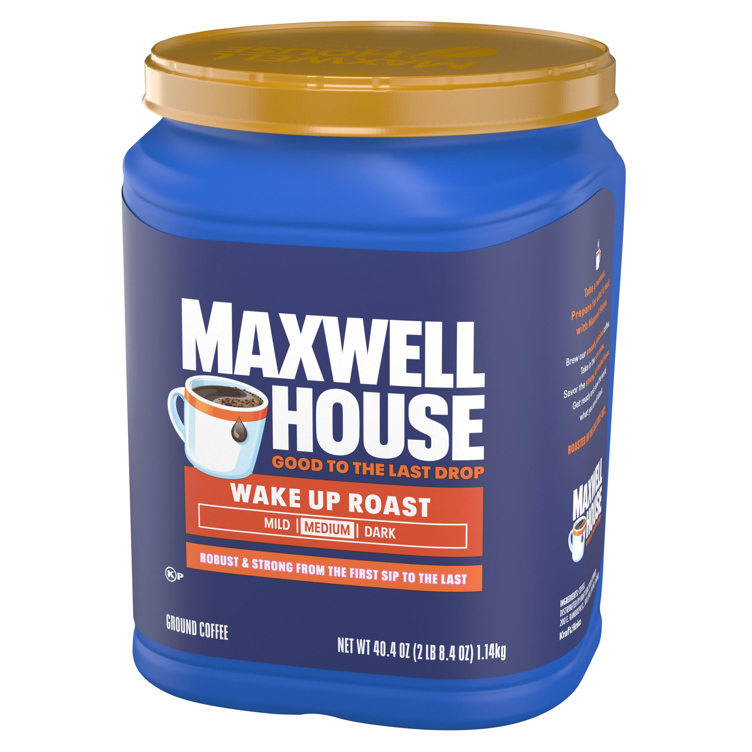 Office break room with Maxwell House Wake Up Roast ready to brew.
