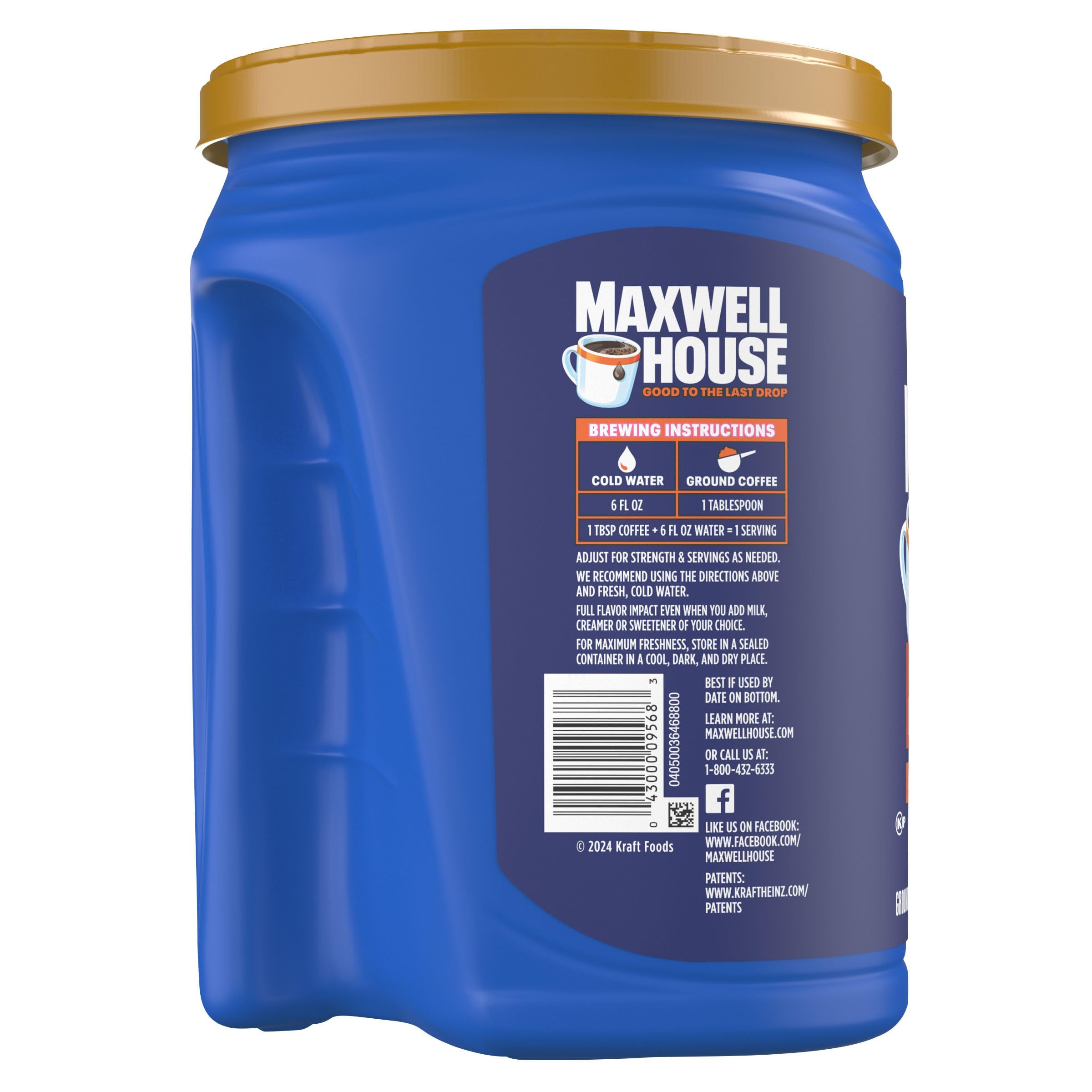 40oz Maxwell House canister storage for fresh coffee between uses.