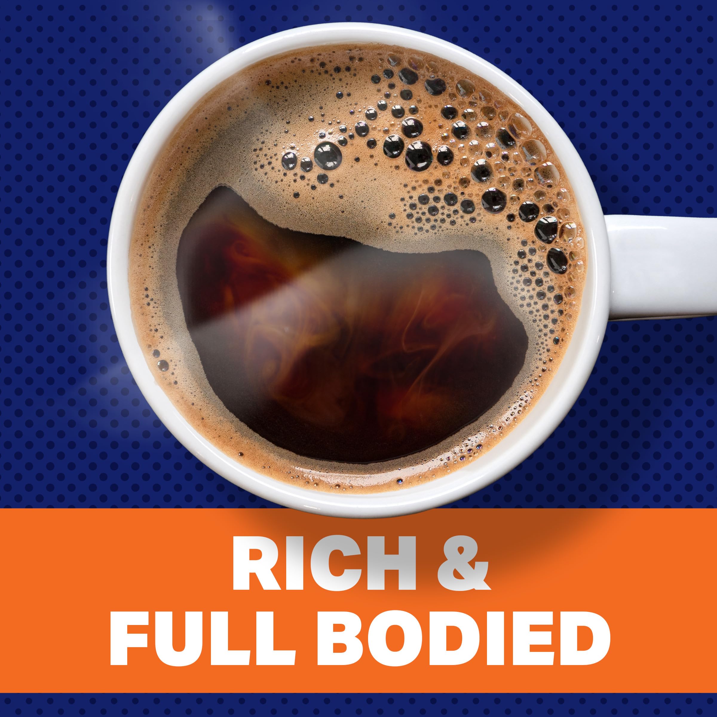 Pouring Maxwell House Dark Silk into a mug for a bold, smooth brew.