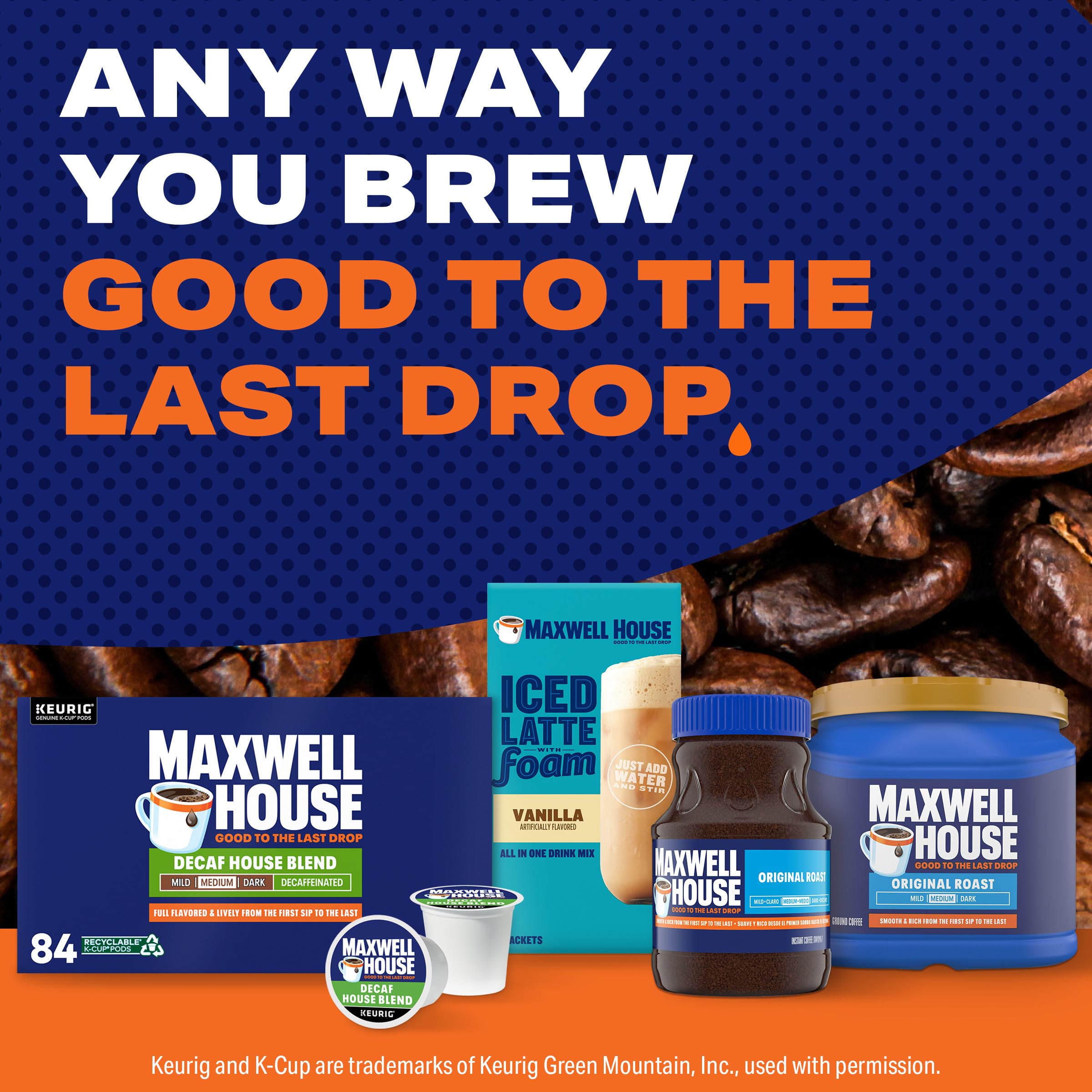 Maxwell House decaf aroma shown as a morning boost.