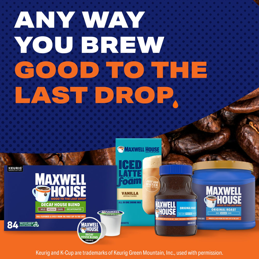 Maxwell House decaf aroma shown as a morning boost.