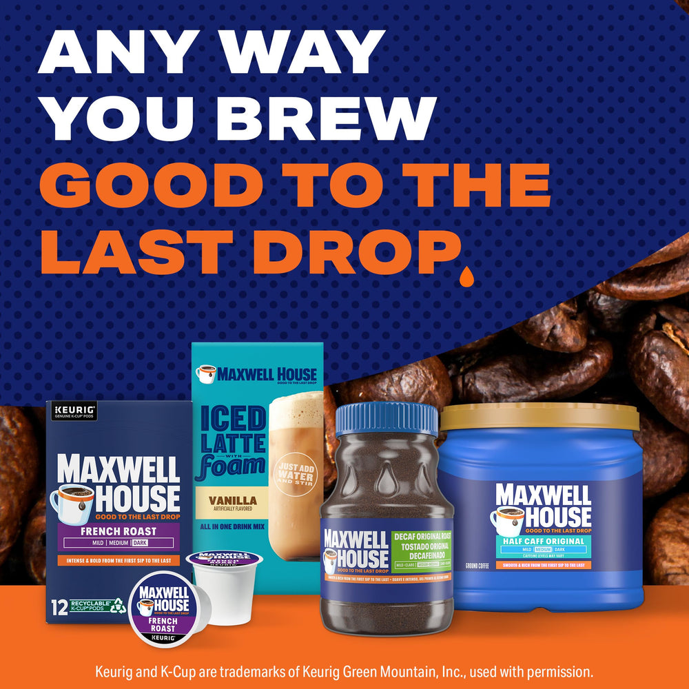 Kosher certification mark on Maxwell House Half Caff label.