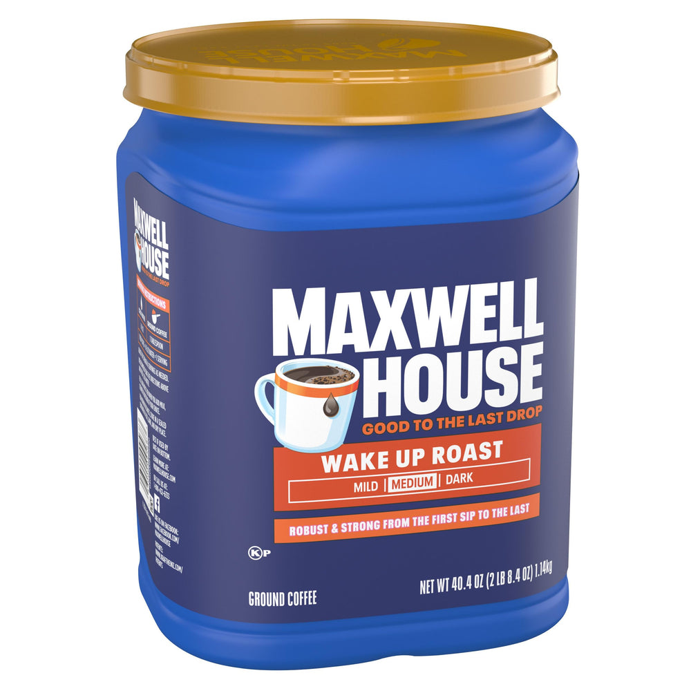 Kosher-certified Maxwell House label visible on canister.