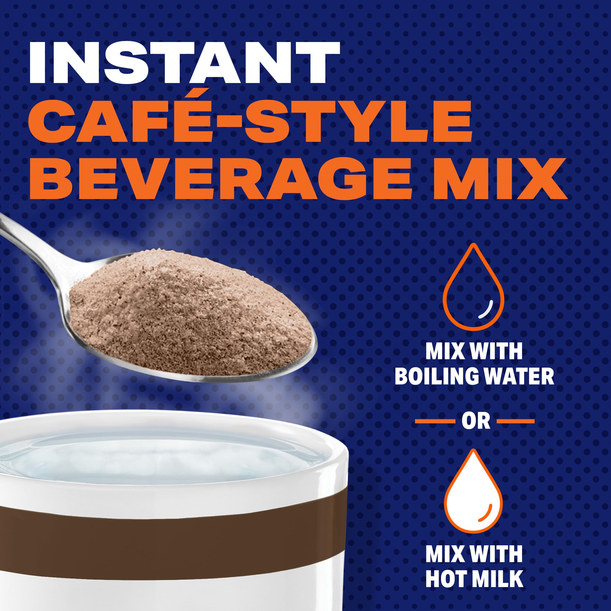 Maxwell House milk option image illustrates creamy texture with dairy-friendly serving.