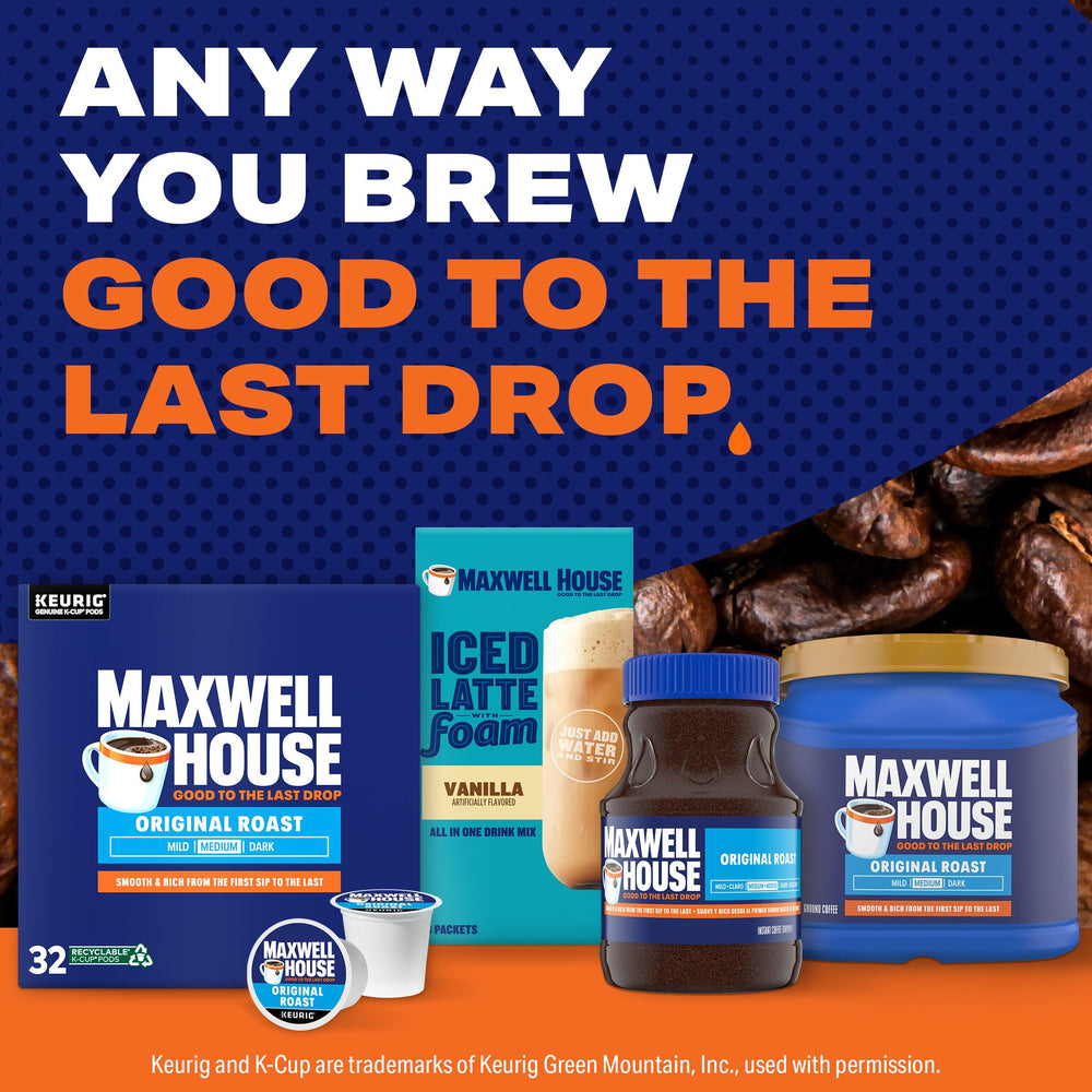 Maxwell House Original Roast K-Cup coffee ready for quick brews in Keurig machines.