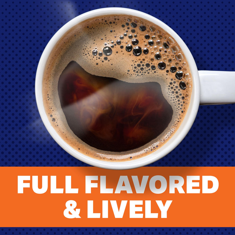 Maxwell House decaf pour emphasizes full-bodied flavor.
