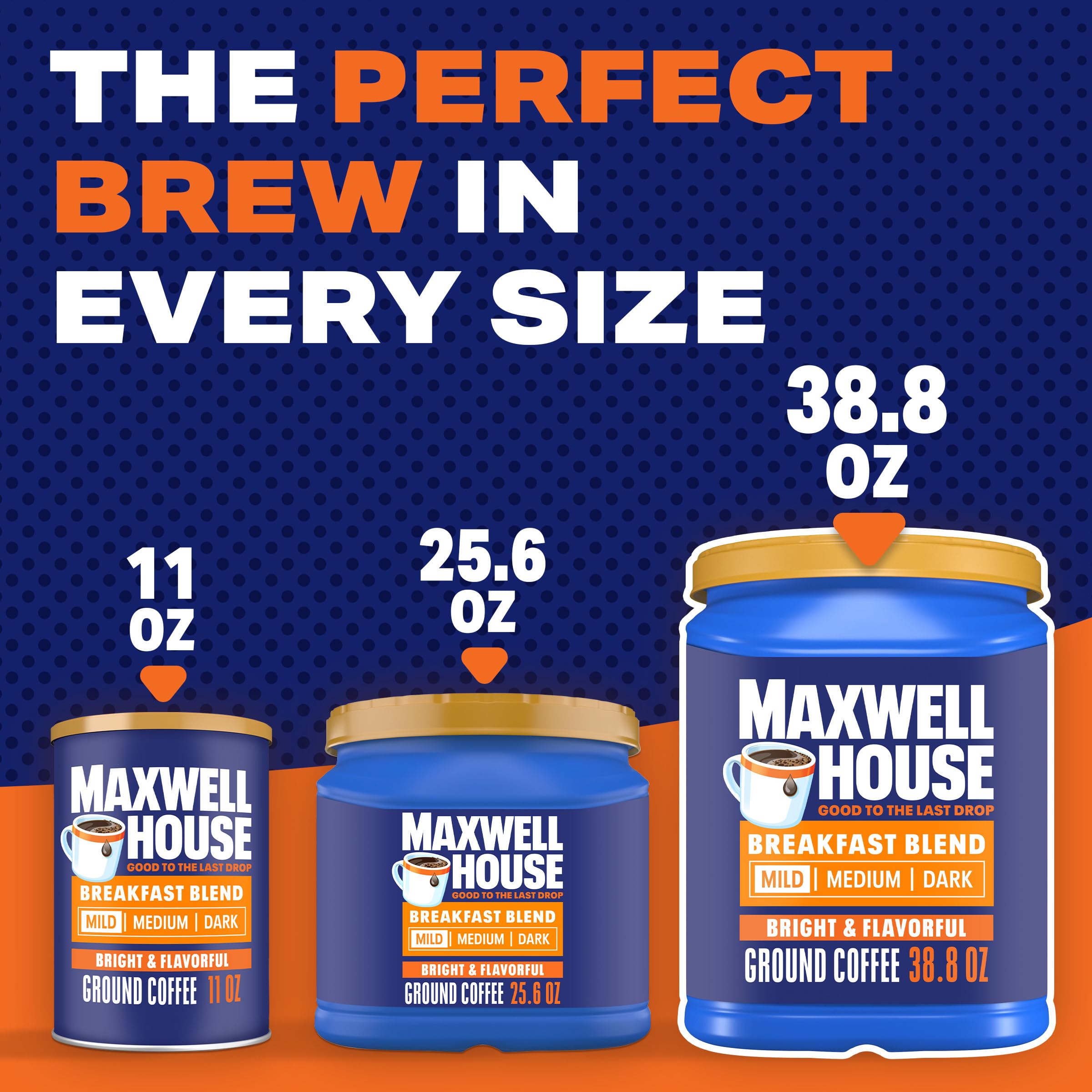 Aromatic roasted beans from Maxwell House capturing freshness.