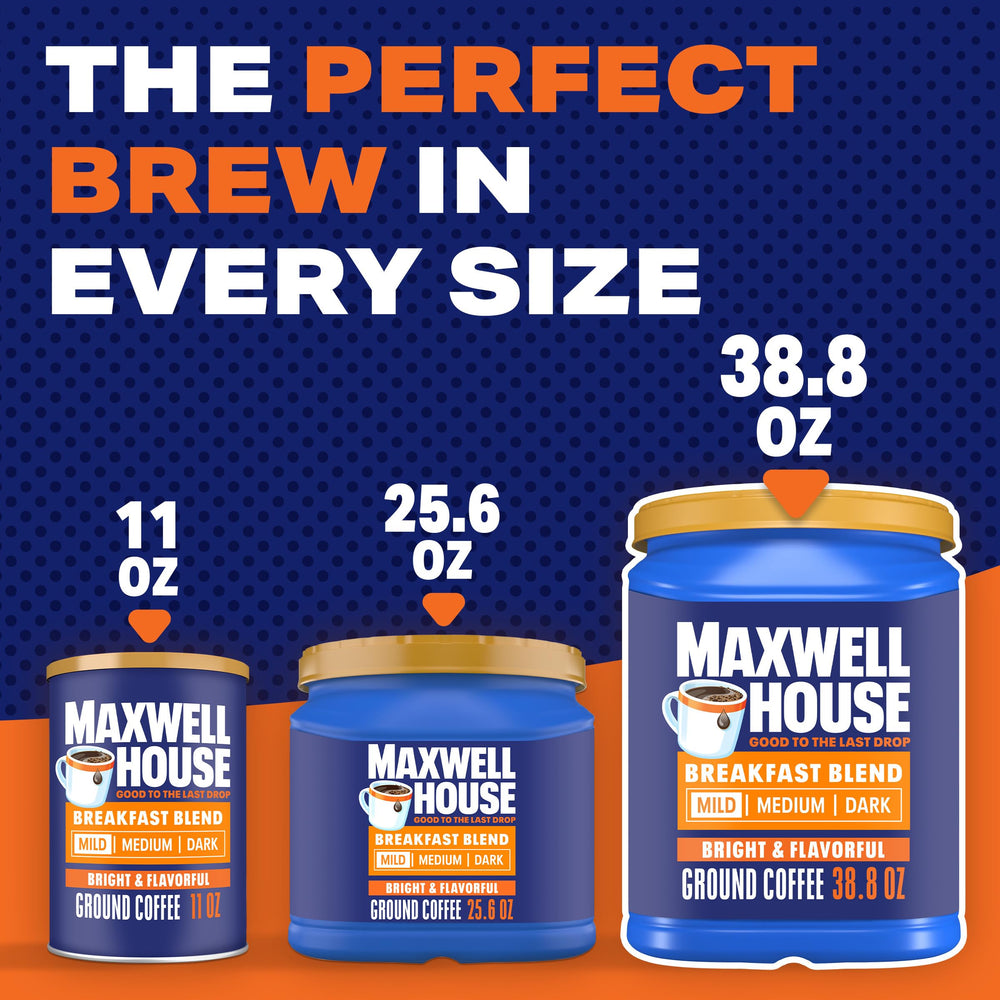 Aromatic roasted beans from Maxwell House capturing freshness.