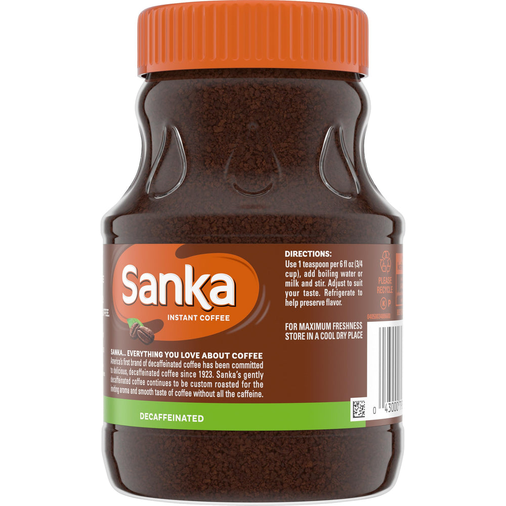Maxwell House Sanka decaf aroma-steam conveys inviting coffee fragrance.