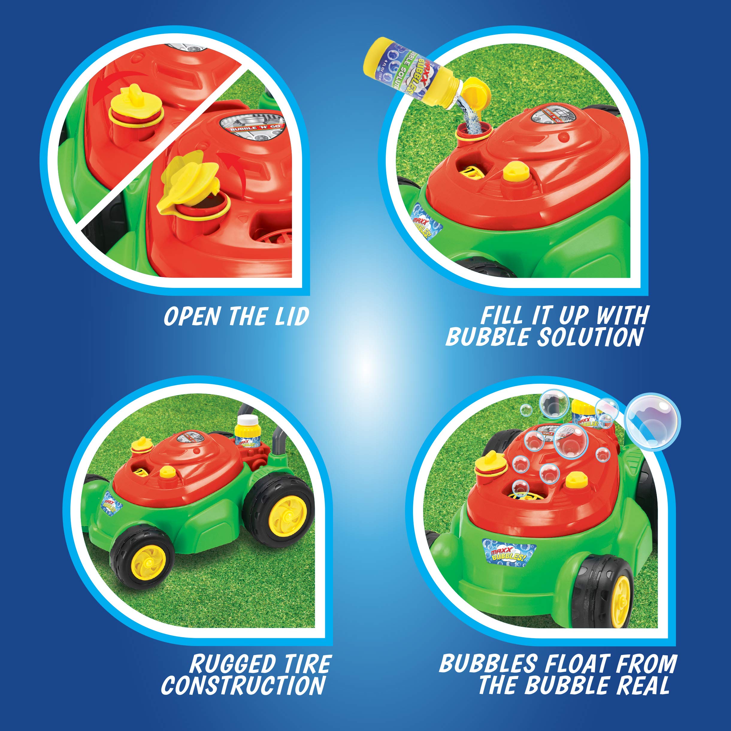 Bubble streams inspire active, imaginative play with Maxx Bubbles.