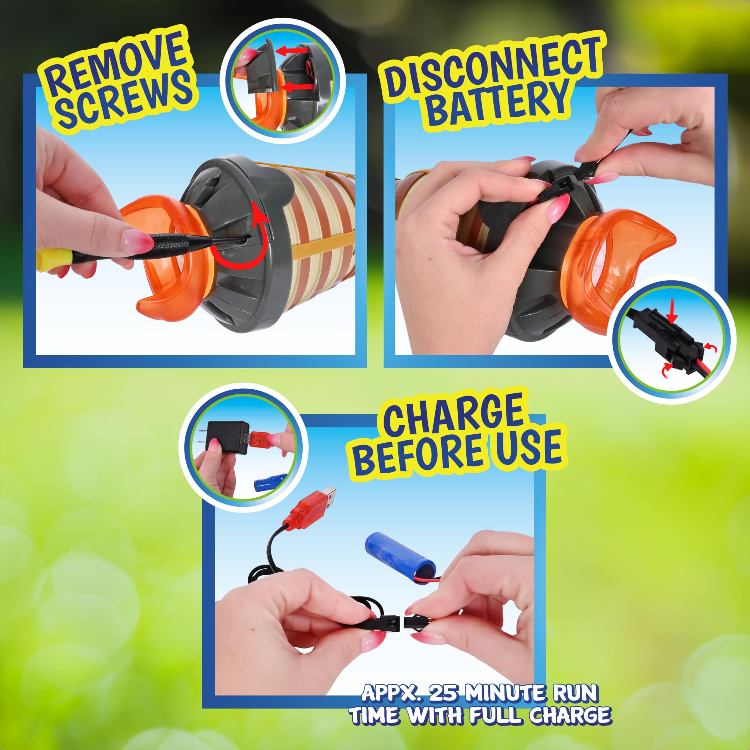 Rechargeable battery powered Maxx Bubbles Tiki Torch Bubbler for cordless play