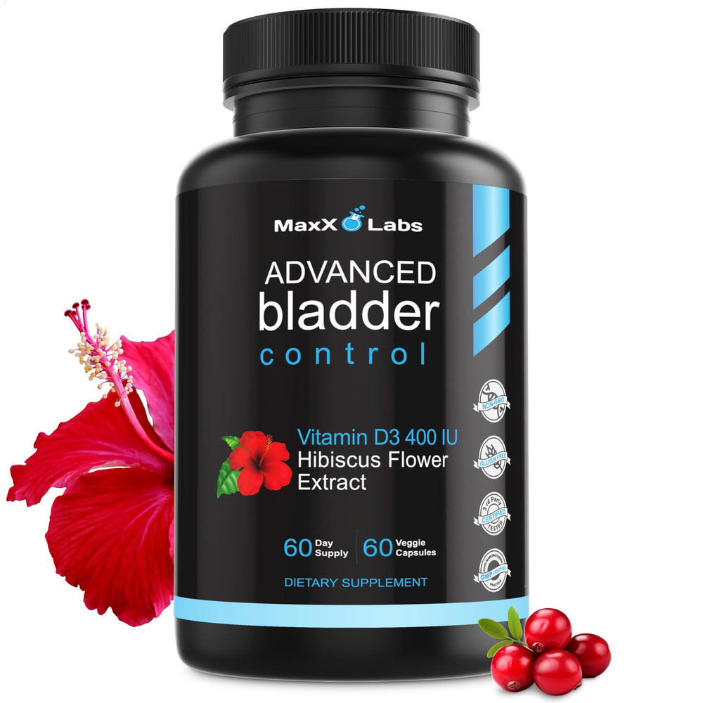 MaxX Labs advanced bladder support bottle promotes daily urinary comfort.
