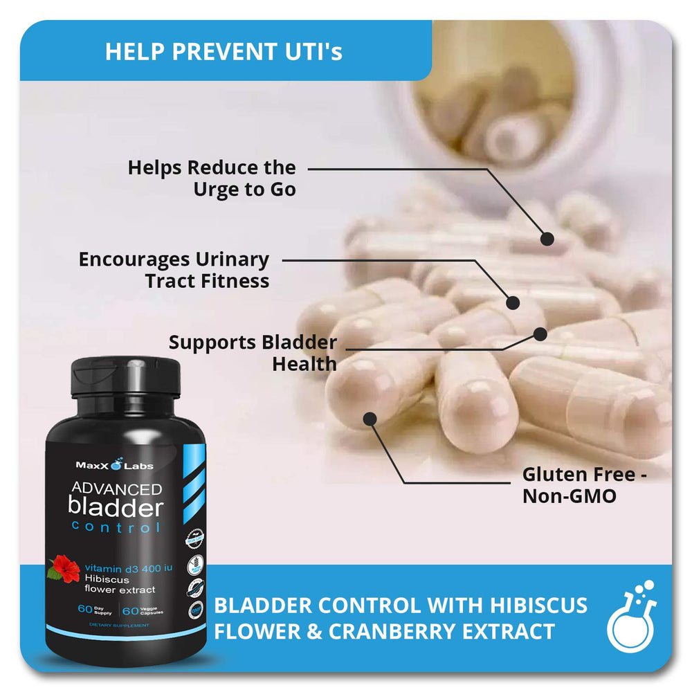 MaxX Labs cranberry pills bottle closeup highlights urinary tract health support.