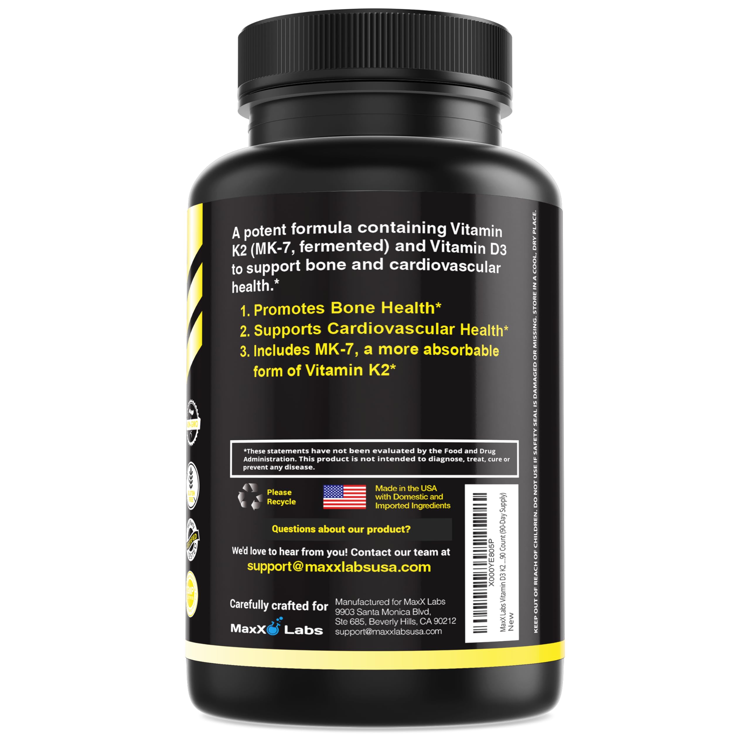 MaxX Labs D3 K2 MK7 capsules closeup showing potency and easy use