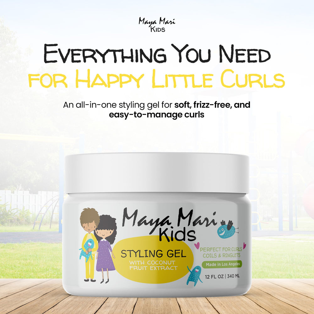 MAYA MARI Kids Hair Gel on hair helps achieve flexible, restyleable curls.