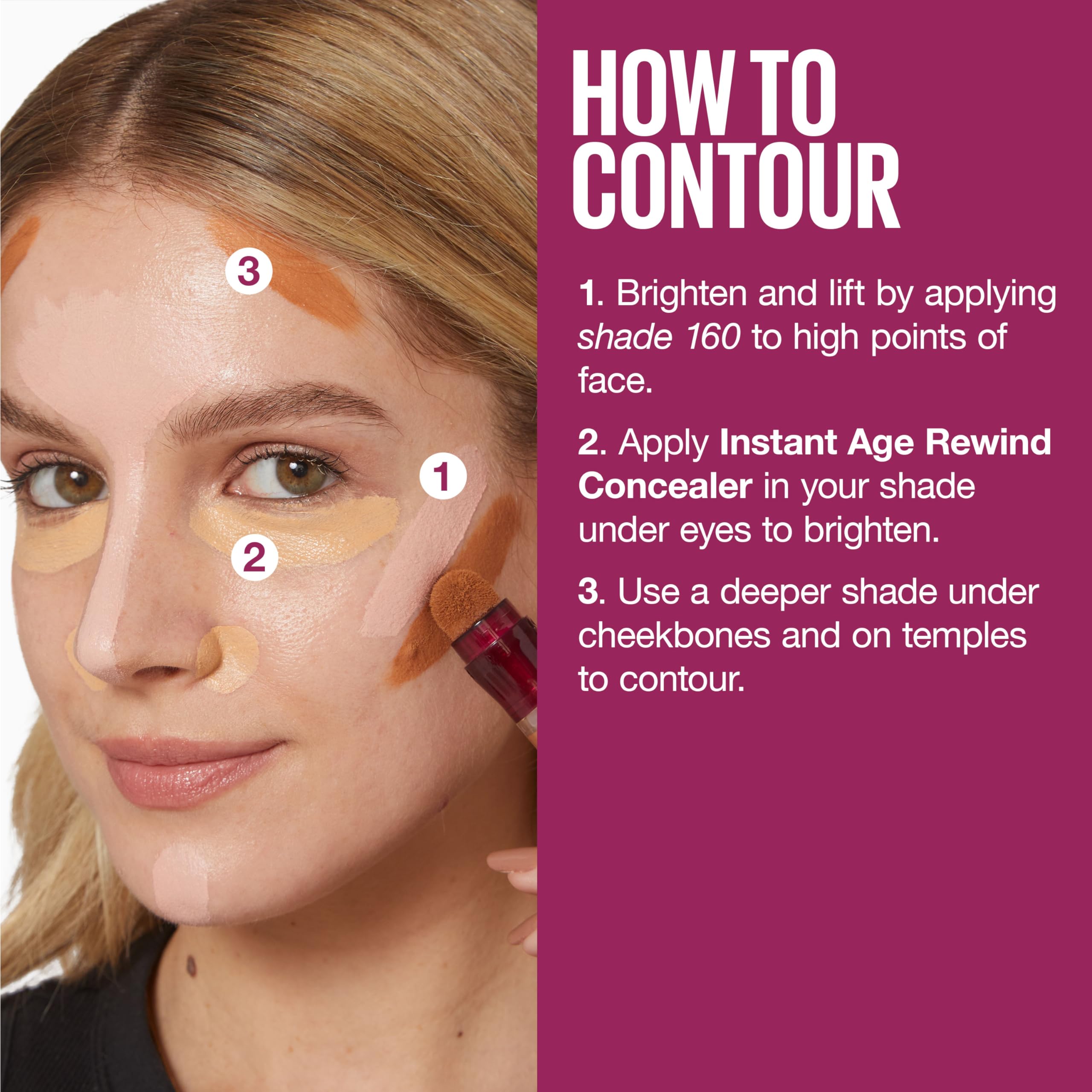 Under-eye area after blending Maybelline Age Rewind concealer.
