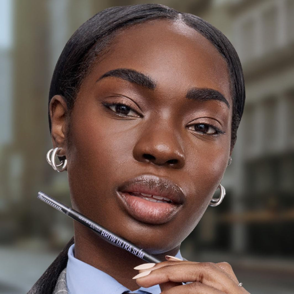 Close-up of brows using Maybelline Express Brow Ultra Slim Pencil for daily use.