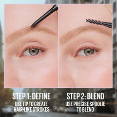 Effect of pencil stroke application on brows for natural definition.