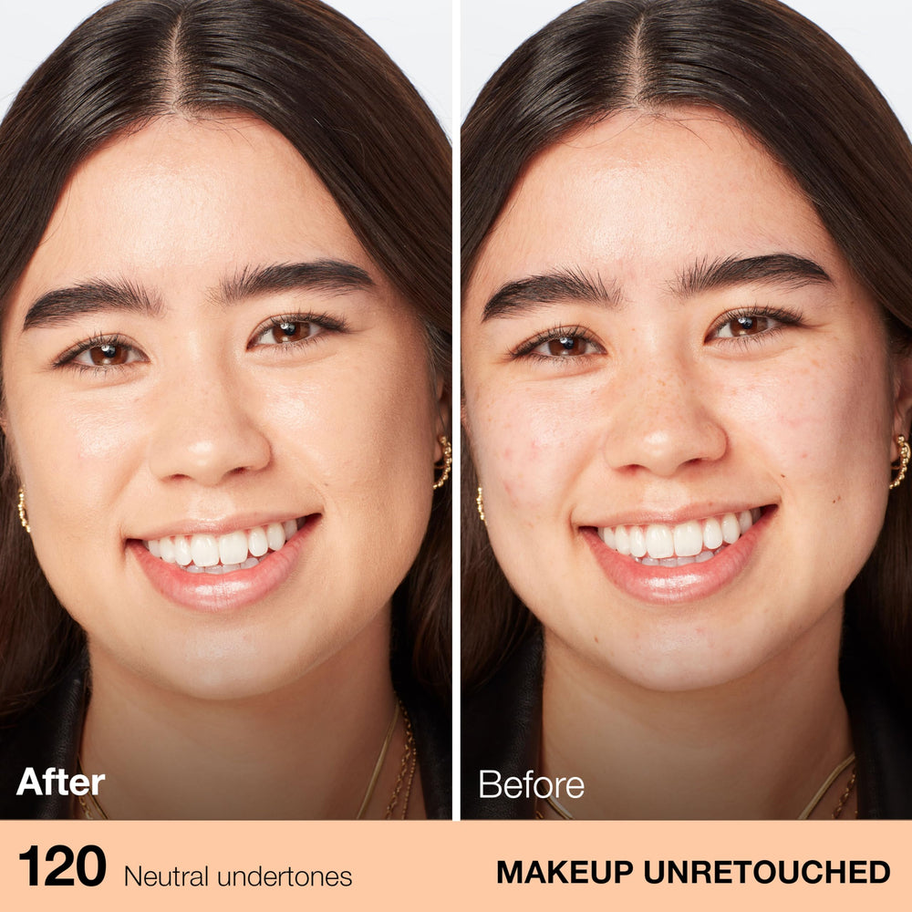 Application of Maybelline Fit Me Dewy Smooth foundation for buildable coverage on the face