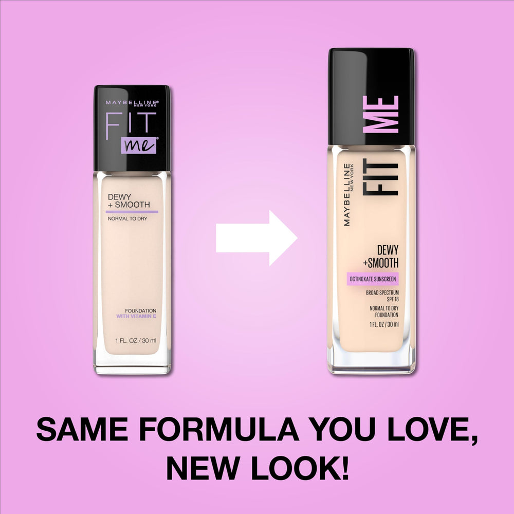Maybelline Fit Me Dewy Smooth foundation swatch in Ivory shade with a radiant glow