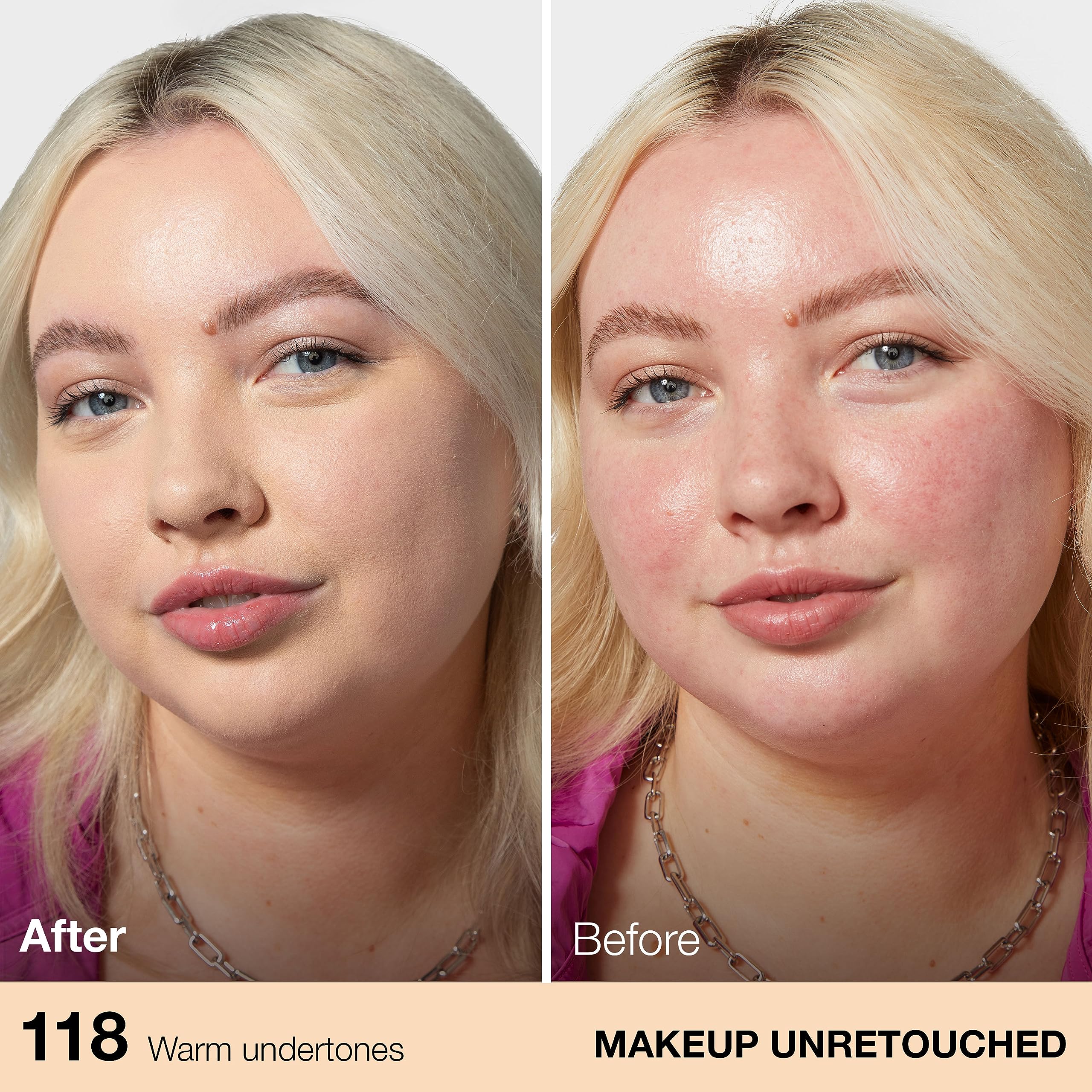 Light Beige shade swatches from the Maybelline Fit Me Matte + Poreless range