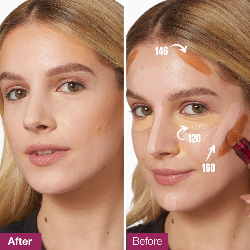 Maybelline Instant Age Rewind Eraser under-eye swatches show natural coverage.