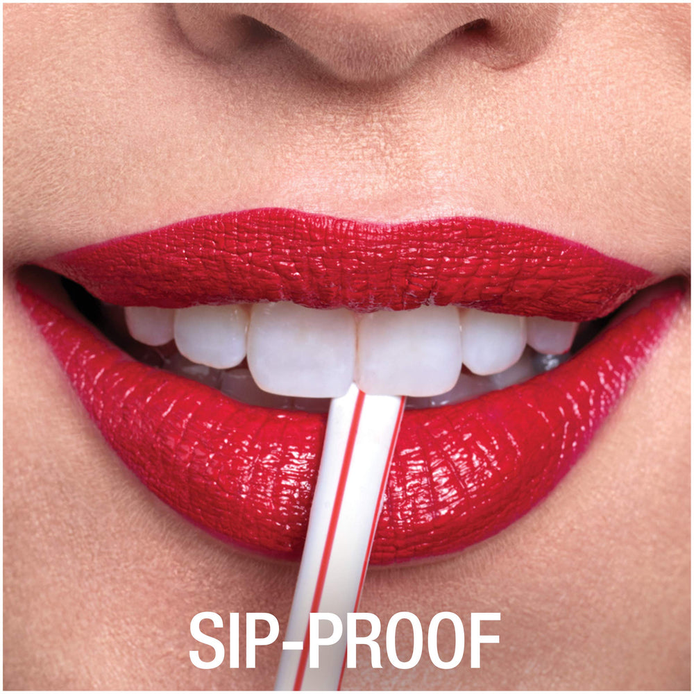 Maybelline Super Stay 24 no-transfer lip color in action.