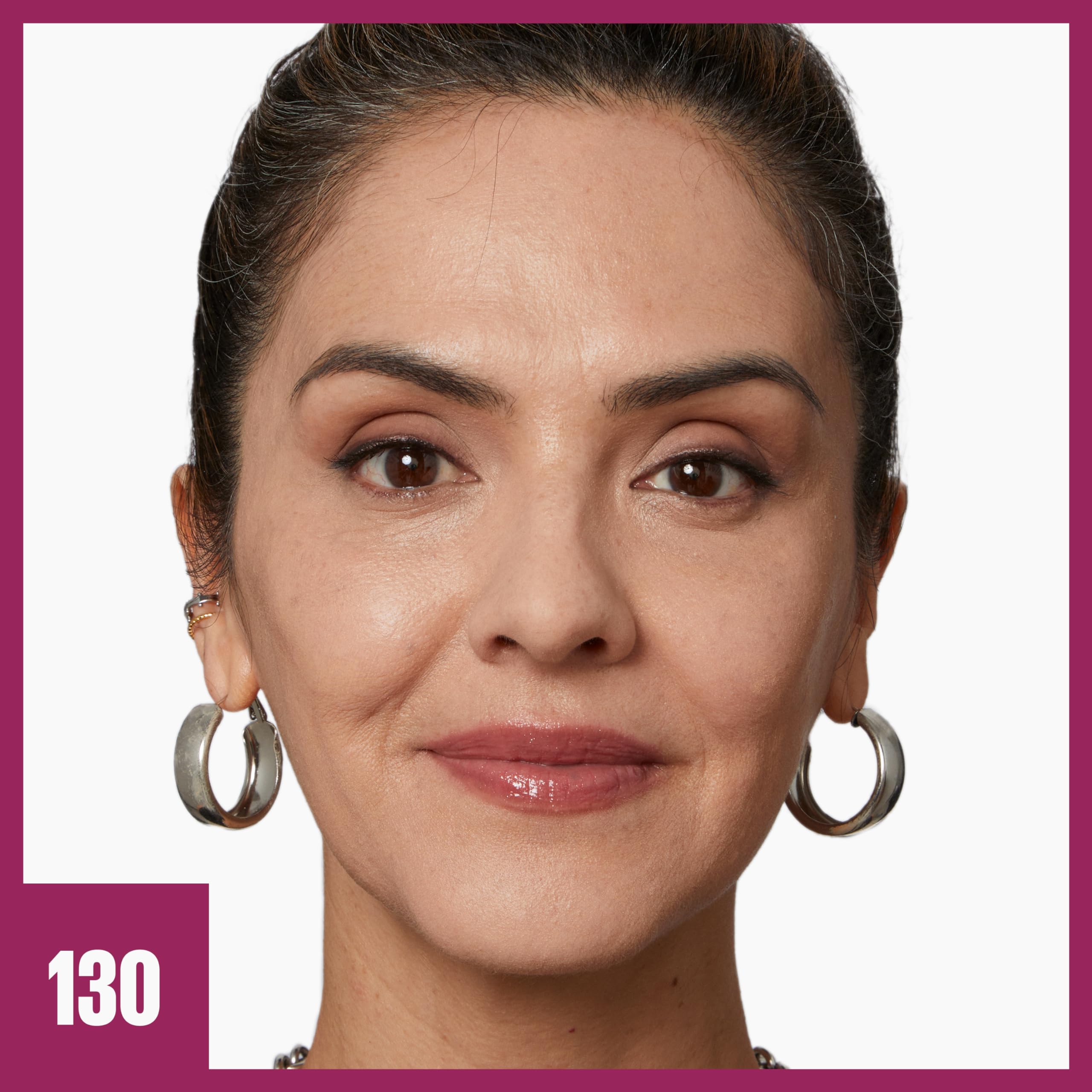 Maybelline foundation swatch showing a natural finish blending.