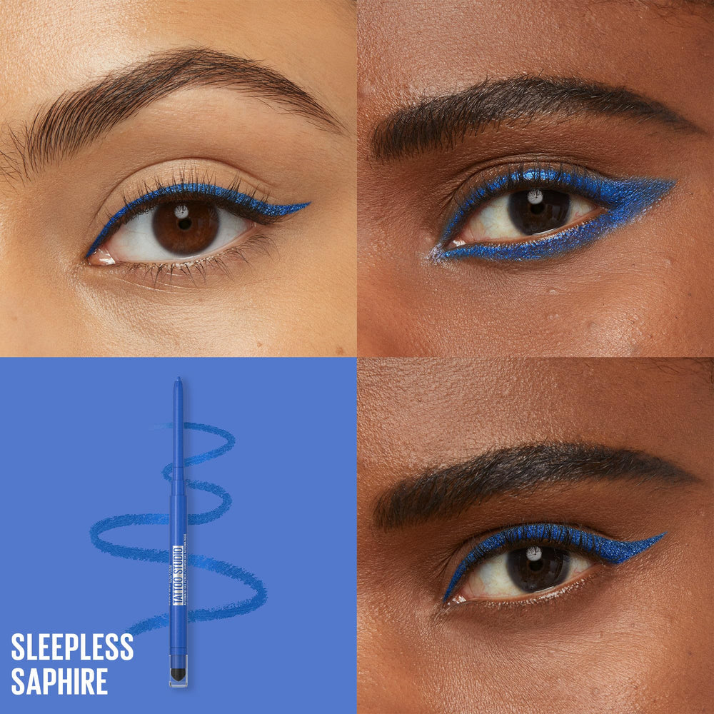 Maybelline Tattoo Studio precision-tip demonstrates control for precise liner.