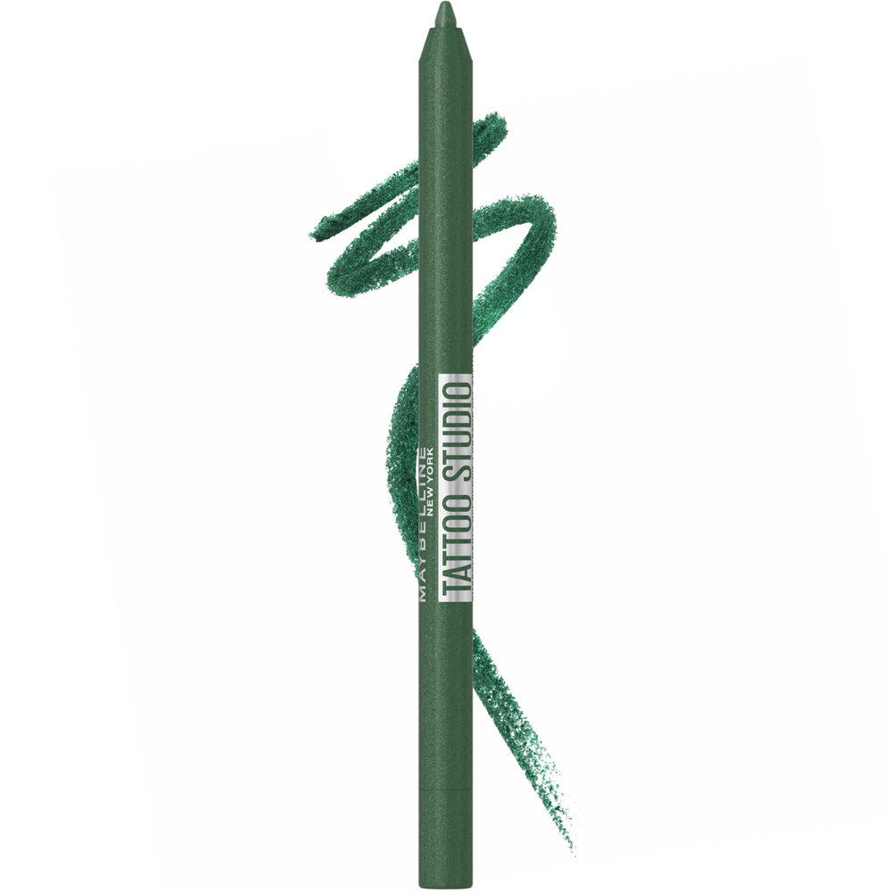 Maybelline Tattoo Studio hunter green swatch showing pigment-rich color