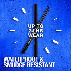 Maybelline Unstoppable eyeliner pencil close-up of self-sharpening tip for precise, constant definition.