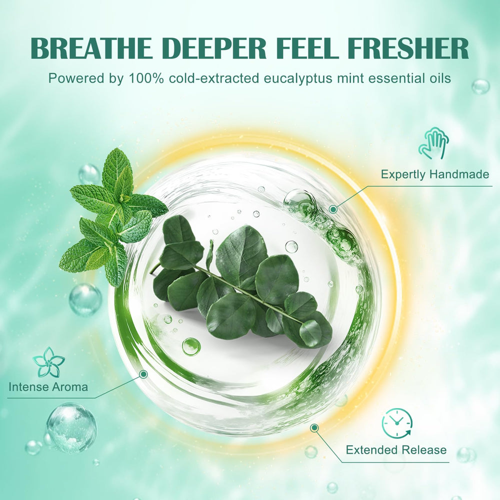 Maybeluck steamers dissolving in shower release minty eucalyptus aroma.