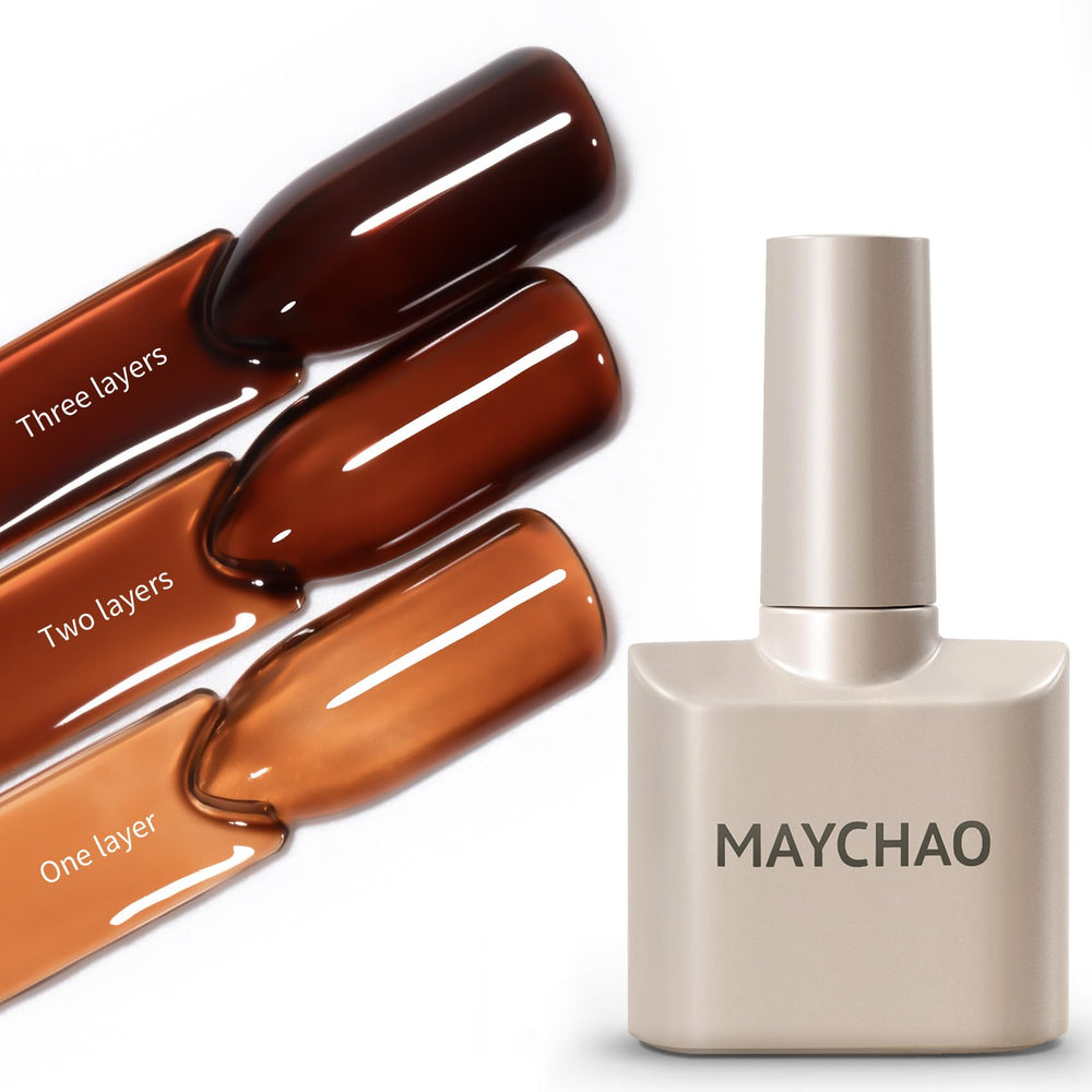 MAYCHAO jelly gel nail polish in tortoise translucent shade for at-home salon looks.